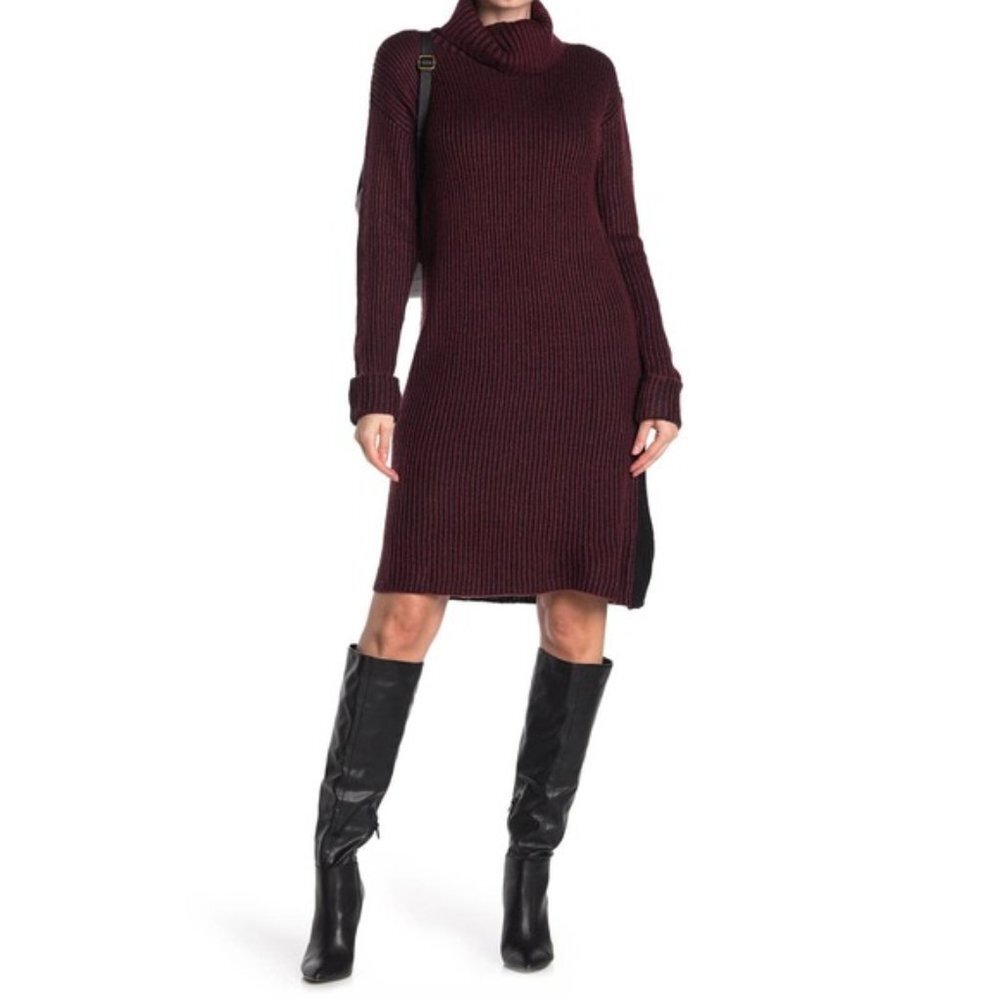 Stitchdrop Two-Tone Ribbed Knit Sweater Dress